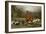 Huntsman with Foxhounds Tracking a Scent Across a Brook, England, 1800s-null-Framed Giclee Print