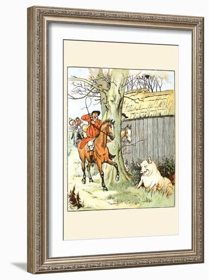 Huntsmen Cam across a Large Pig-Randolph Caldecott-Framed Art Print