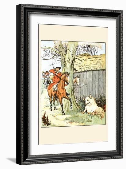 Huntsmen Cam across a Large Pig-Randolph Caldecott-Framed Art Print
