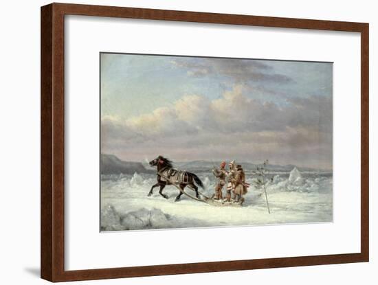 Huntsmen in Horsedrawn Sleigh-Cornelius Krieghoff-Framed Giclee Print