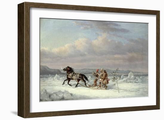 Huntsmen in Horsedrawn Sleigh-Cornelius Krieghoff-Framed Giclee Print