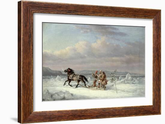 Huntsmen in Horsedrawn Sleigh-Cornelius Krieghoff-Framed Giclee Print