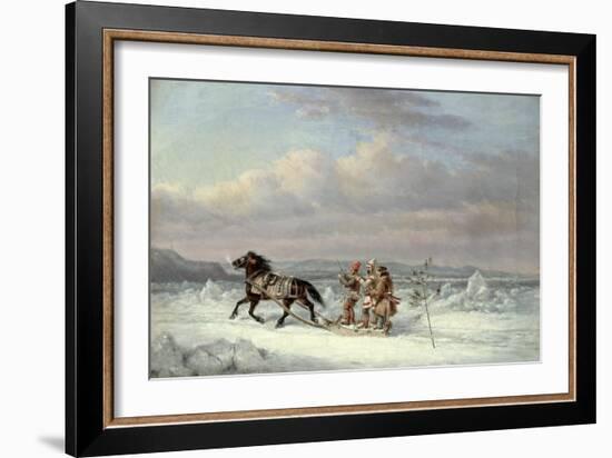 Huntsmen in Horsedrawn Sleigh-Cornelius Krieghoff-Framed Giclee Print