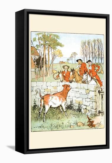 Huntsmen Looked over a Stone Wall at a Cow-Randolph Caldecott-Framed Stretched Canvas