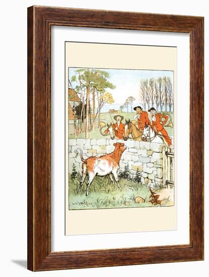 Huntsmen Looked over a Stone Wall at a Cow-Randolph Caldecott-Framed Art Print