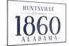 Huntsville, Alabama - Established Date (Blue)-Lantern Press-Mounted Art Print