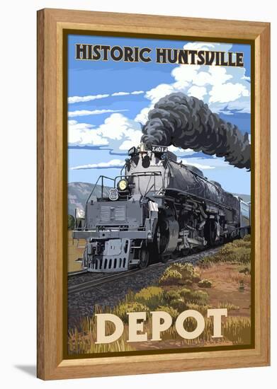 Huntsville, Alabama - Huntsville Depot - Steam Locomotive-Lantern Press-Framed Stretched Canvas