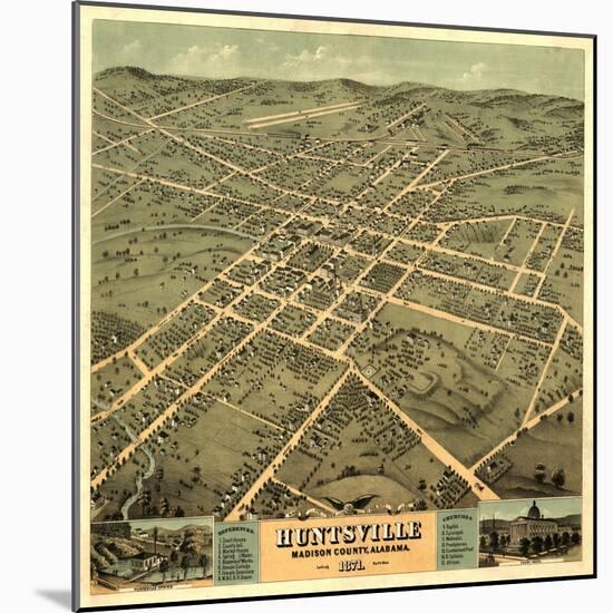 Huntsville, Alabama - Panoramic Map-Lantern Press-Mounted Art Print