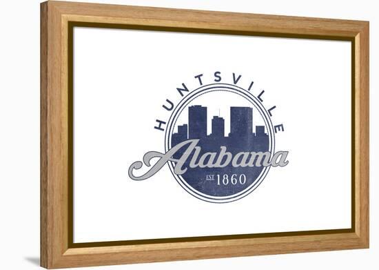 Huntsville, Alabama - Skyline Seal (Blue)-Lantern Press-Framed Stretched Canvas