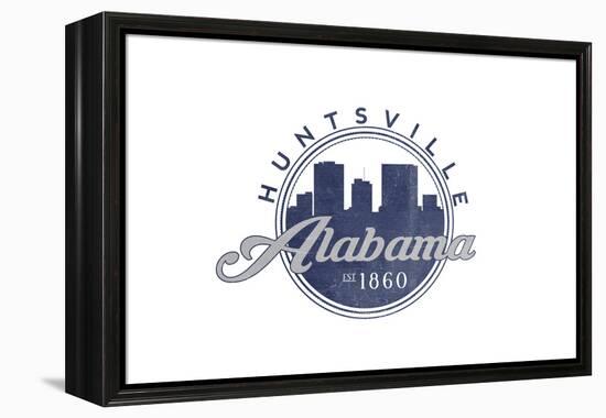 Huntsville, Alabama - Skyline Seal (Blue)-Lantern Press-Framed Stretched Canvas