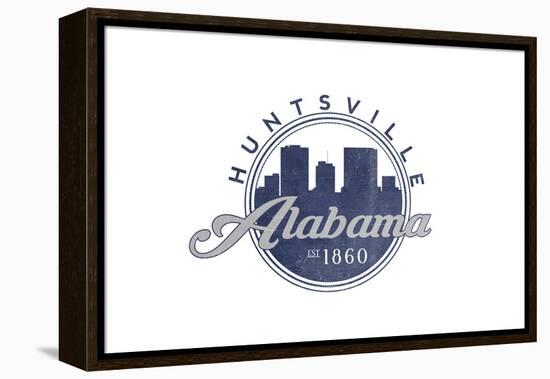 Huntsville, Alabama - Skyline Seal (Blue)-Lantern Press-Framed Stretched Canvas