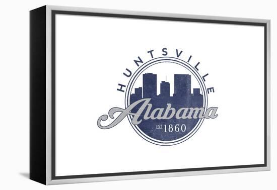 Huntsville, Alabama - Skyline Seal (Blue)-Lantern Press-Framed Stretched Canvas