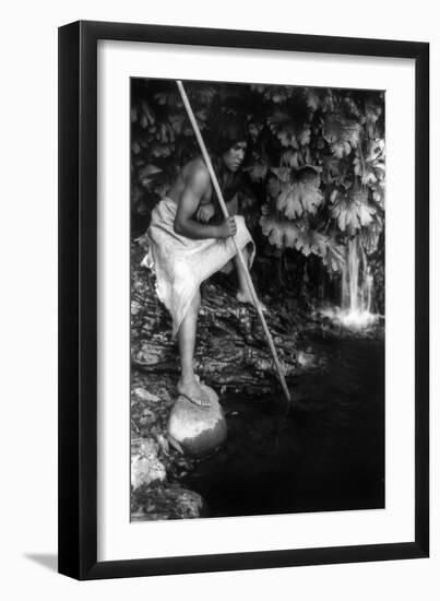 Hupa Fisherman, c1923-Edward S. Curtis-Framed Giclee Print