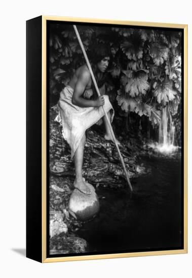 Hupa Fisherman, c1923-Edward S. Curtis-Framed Premier Image Canvas