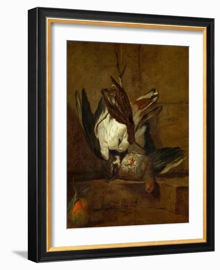 Huppoe, Partridge, Woodcock, and Seville Orange, 1732-Jean-Baptiste Simeon Chardin-Framed Giclee Print