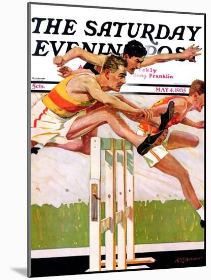 "Hurdlers," Saturday Evening Post Cover, May 4, 1935-Maurice Bower-Mounted Giclee Print