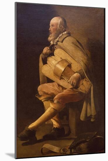 Hurdy-Gurdy Player with Bag-Georges de La Tour-Mounted Giclee Print