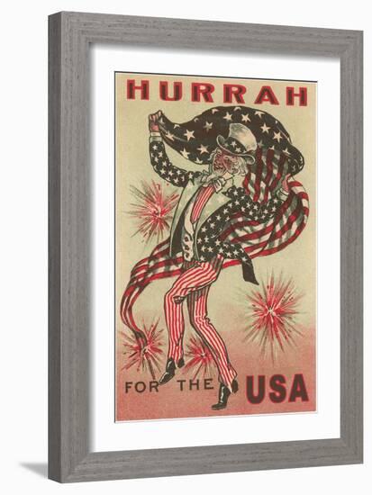 Hurrah for the USA, Prancing Uncle Sam-null-Framed Art Print