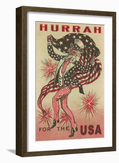 Hurrah for the USA, Prancing Uncle Sam-null-Framed Art Print