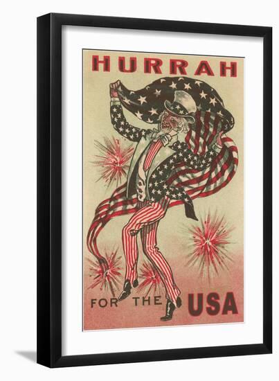 Hurrah for the USA, Prancing Uncle Sam-null-Framed Art Print