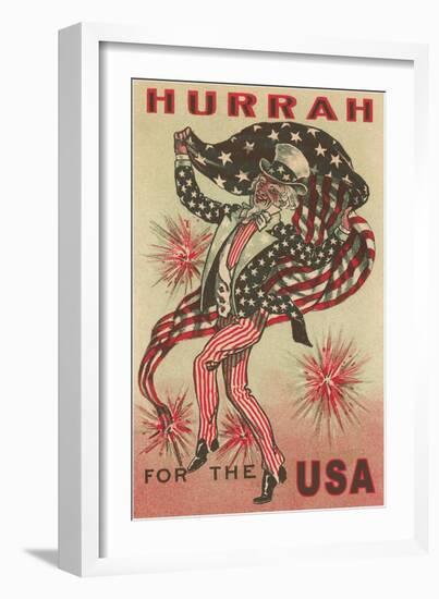 Hurrah for the USA, Prancing Uncle Sam-null-Framed Art Print