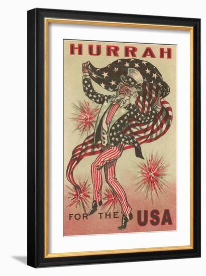 Hurrah for the USA, Prancing Uncle Sam-null-Framed Art Print