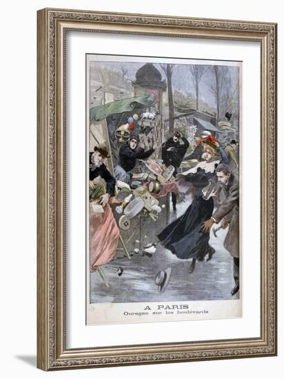 Hurricane on the Boulevards, Paris, 1900-Eugene Damblans-Framed Giclee Print