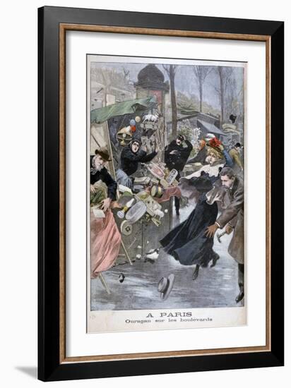 Hurricane on the Boulevards, Paris, 1900-Eugene Damblans-Framed Giclee Print