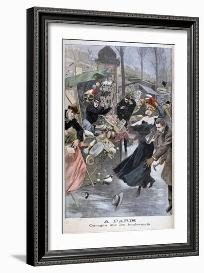 Hurricane on the Boulevards, Paris, 1900-Eugene Damblans-Framed Giclee Print