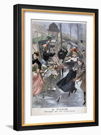 Hurricane on the Boulevards, Paris, 1900-Eugene Damblans-Framed Giclee Print