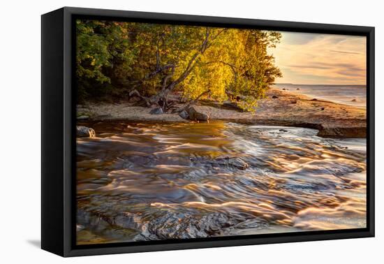 Hurricane River Flowing into Lake Superior at Sunset, Upper Peninsula of Michigan-Adam Jones-Framed Premier Image Canvas