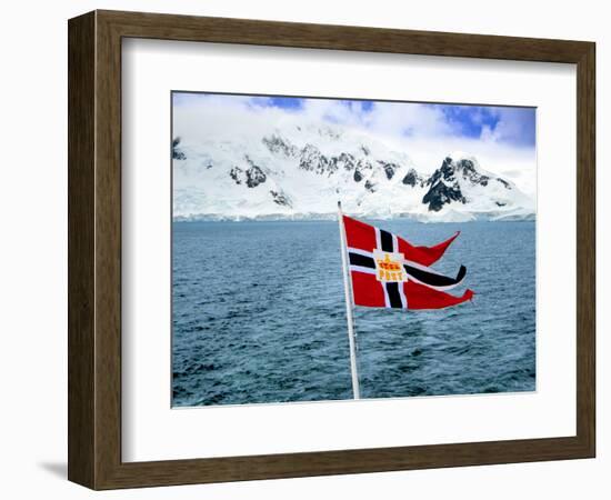 Hurtigruten Cruise Ship Postal Service Flag Displayed, Weddell Sea, Antarctica-Miva Stock-Framed Photographic Print