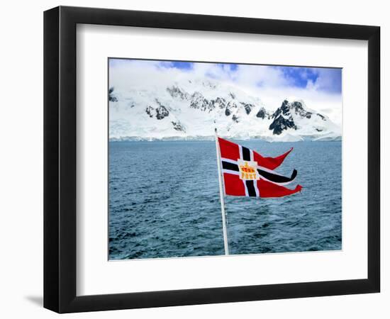 Hurtigruten Cruise Ship Postal Service Flag Displayed, Weddell Sea, Antarctica-Miva Stock-Framed Photographic Print