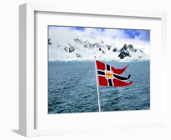 Hurtigruten Cruise Ship Postal Service Flag Displayed, Weddell Sea, Antarctica-Miva Stock-Framed Photographic Print