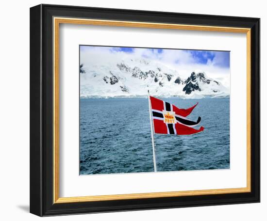 Hurtigruten Cruise Ship Postal Service Flag Displayed, Weddell Sea, Antarctica-Miva Stock-Framed Photographic Print