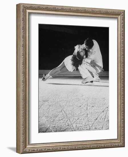 Husband and Wife Skating Team Narena Greer and Richard Norris Skating with "The Ice Follies"-Gjon Mili-Framed Photographic Print