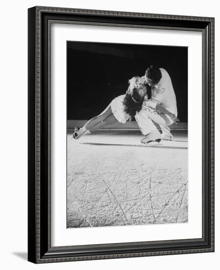 Husband and Wife Skating Team Narena Greer and Richard Norris Skating with "The Ice Follies"-Gjon Mili-Framed Photographic Print