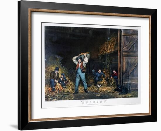 Husking, 1861-Currier & Ives-Framed Giclee Print