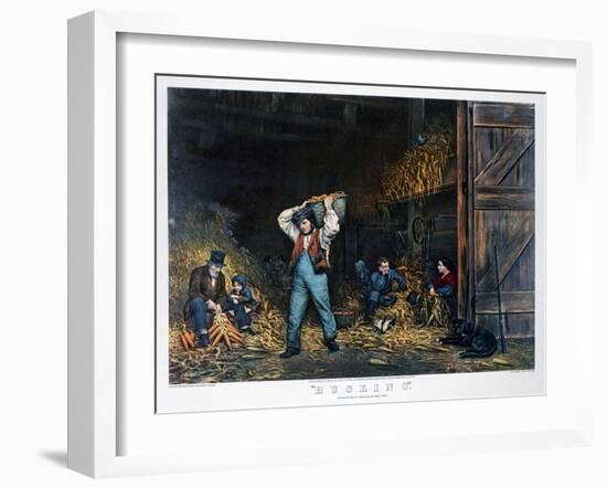 Husking, 1861-Currier & Ives-Framed Giclee Print