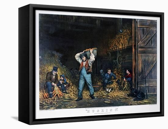 Husking, 1861-Currier & Ives-Framed Premier Image Canvas