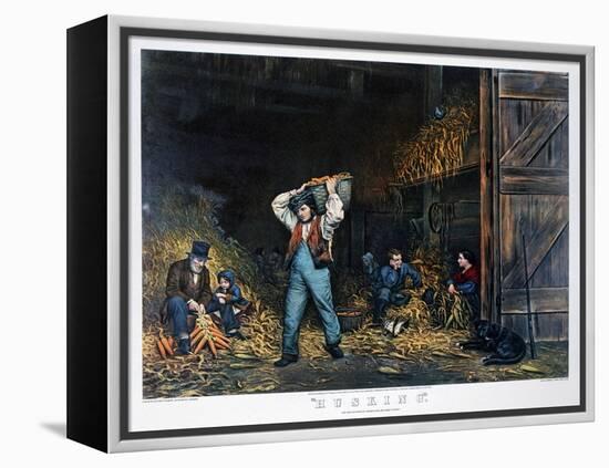 Husking, 1861-Currier & Ives-Framed Premier Image Canvas