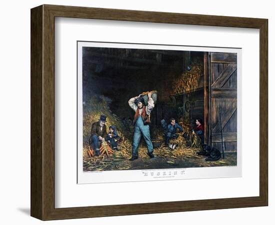 Husking, 1861-Currier & Ives-Framed Giclee Print