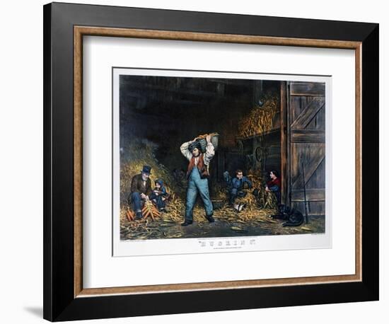 Husking, 1861-Currier & Ives-Framed Giclee Print