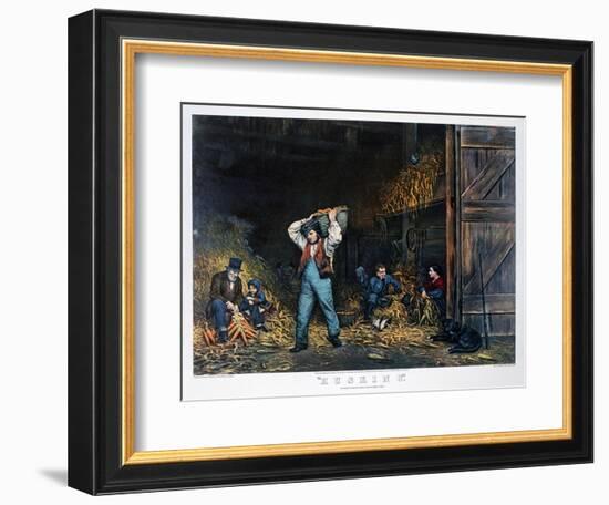 Husking, 1861-Currier & Ives-Framed Giclee Print