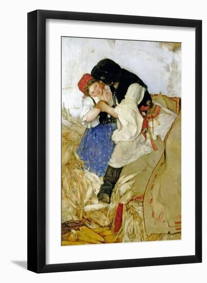 Husking Corn, 1885-Simon Hollosy-Framed Giclee Print