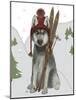 Husky Skiing-Fab Funky-Mounted Art Print