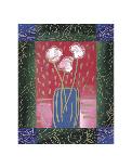 Pink Flowers on Red-James Hussey-Art Print