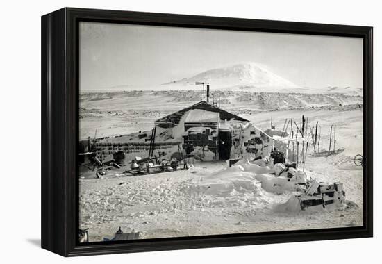 Hut and Mt. Erebus Photographed by Moonlight, 13th June 1911-Herbert Ponting-Framed Premier Image Canvas