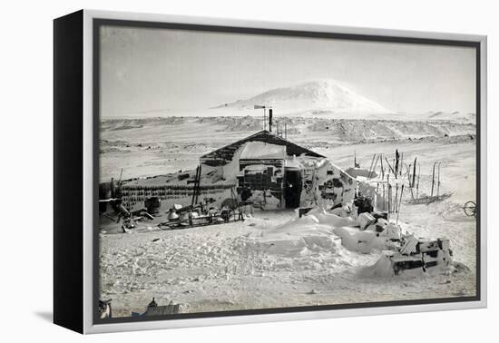 Hut and Mt. Erebus Photographed by Moonlight, 13th June 1911-Herbert Ponting-Framed Premier Image Canvas