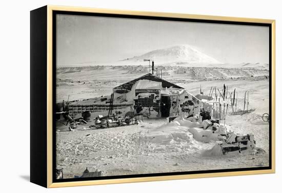 Hut and Mt. Erebus Photographed by Moonlight, 13th June 1911-Herbert Ponting-Framed Premier Image Canvas